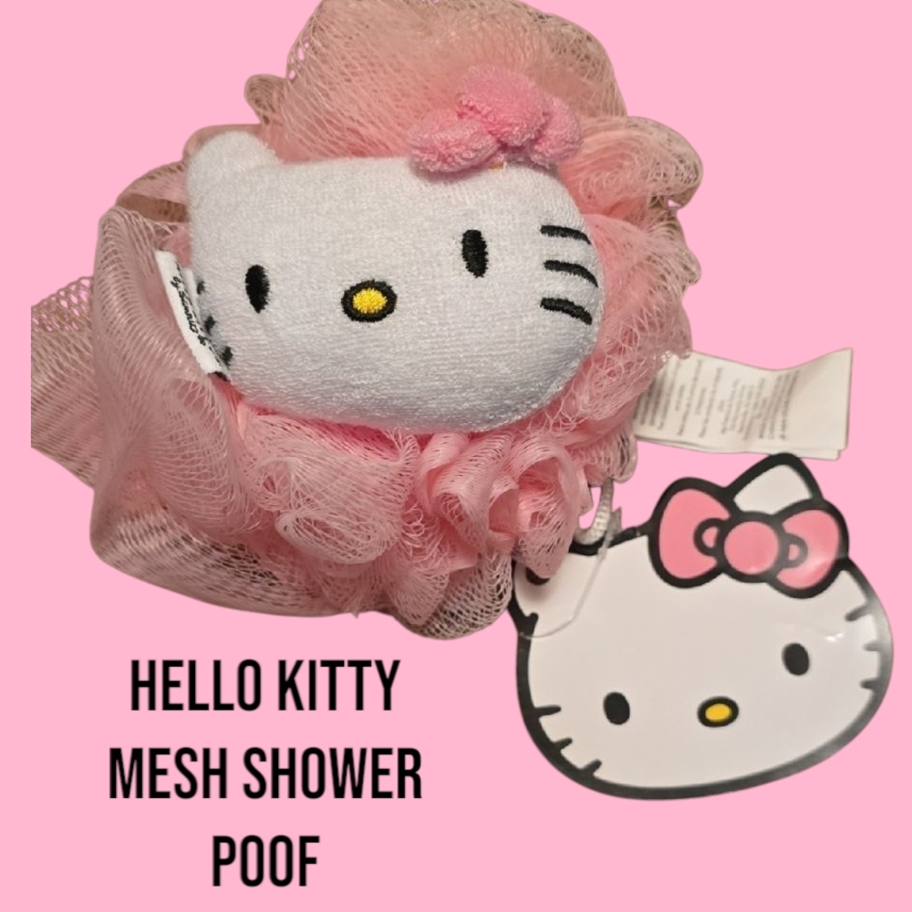 Hello Kitty Pink Mesh Shower Poof